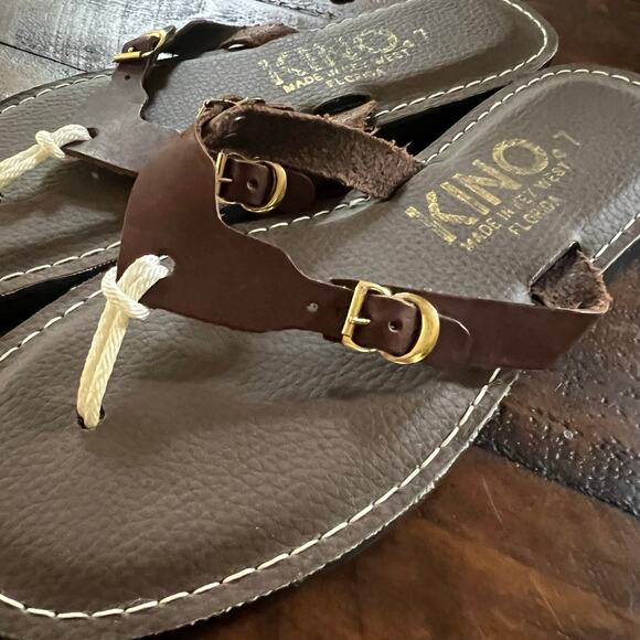 KINO made in Key West Julia Leather Flip Flop Sandals Size 7 - Picture 4 of 9